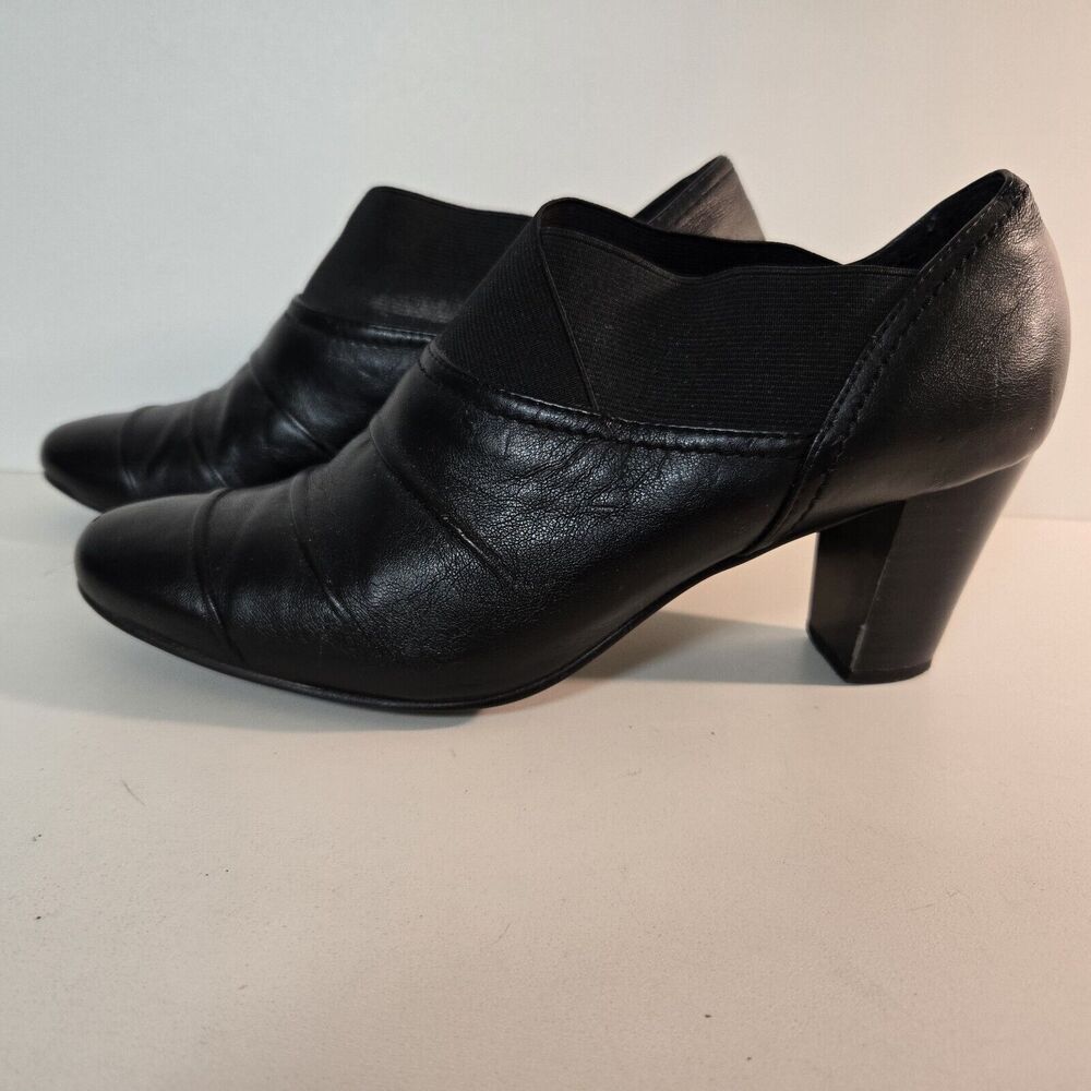 Michael Shannon 8M Black Leather‎ Ankle Boot Booties Banner 2.5 in Heel